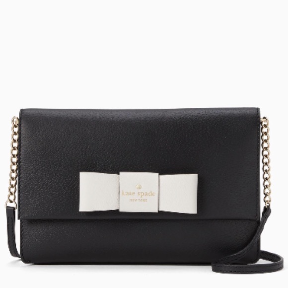 Kate Spade NWT Black/White Bow Crossbody Bag - Picture 3 of 8